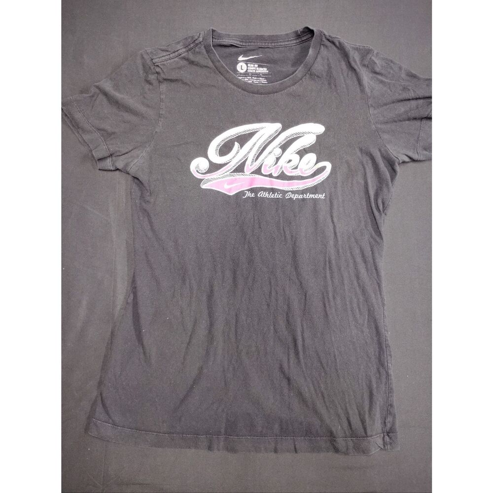 Nike Black Tee with Pink and White Script Logo